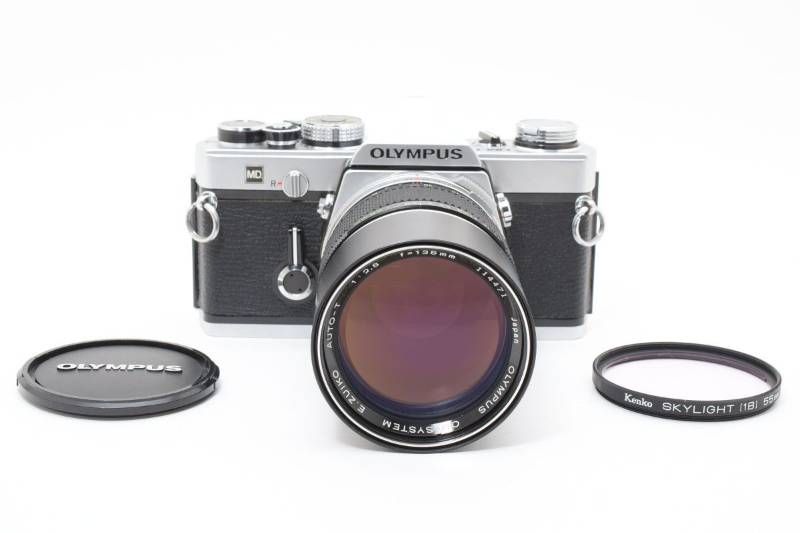 実用品 Olympus オリンパス OM 1 シルバー SYSTEM E ZUIKO AUTO T 2 8 135 mm レンズキット フィルム一眼カメラ 3971