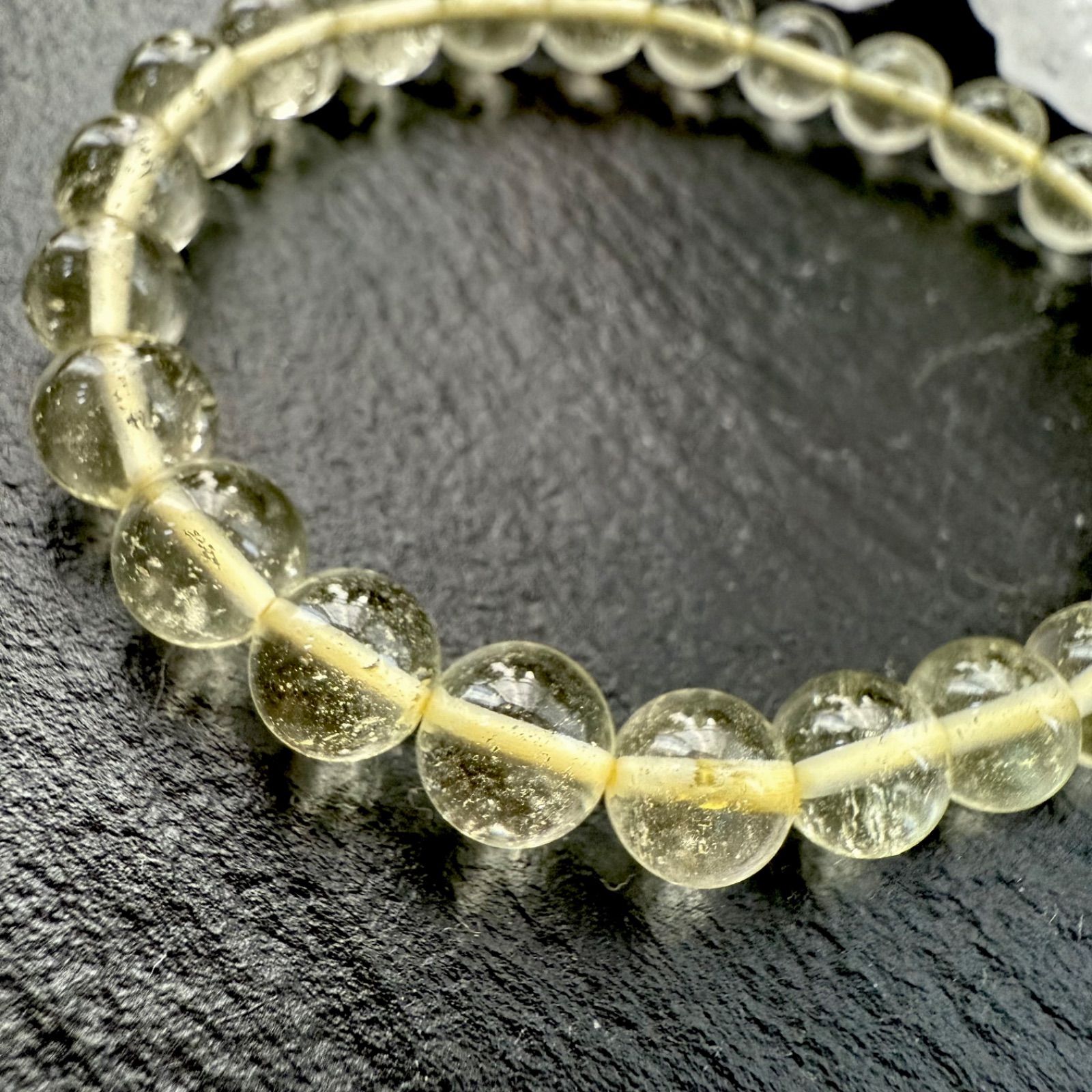 上 リビアングラス ブレスレット 7㎜ 丸玉 日本彩珠宝石研究所 鑑別書付き コート ブレスレット 