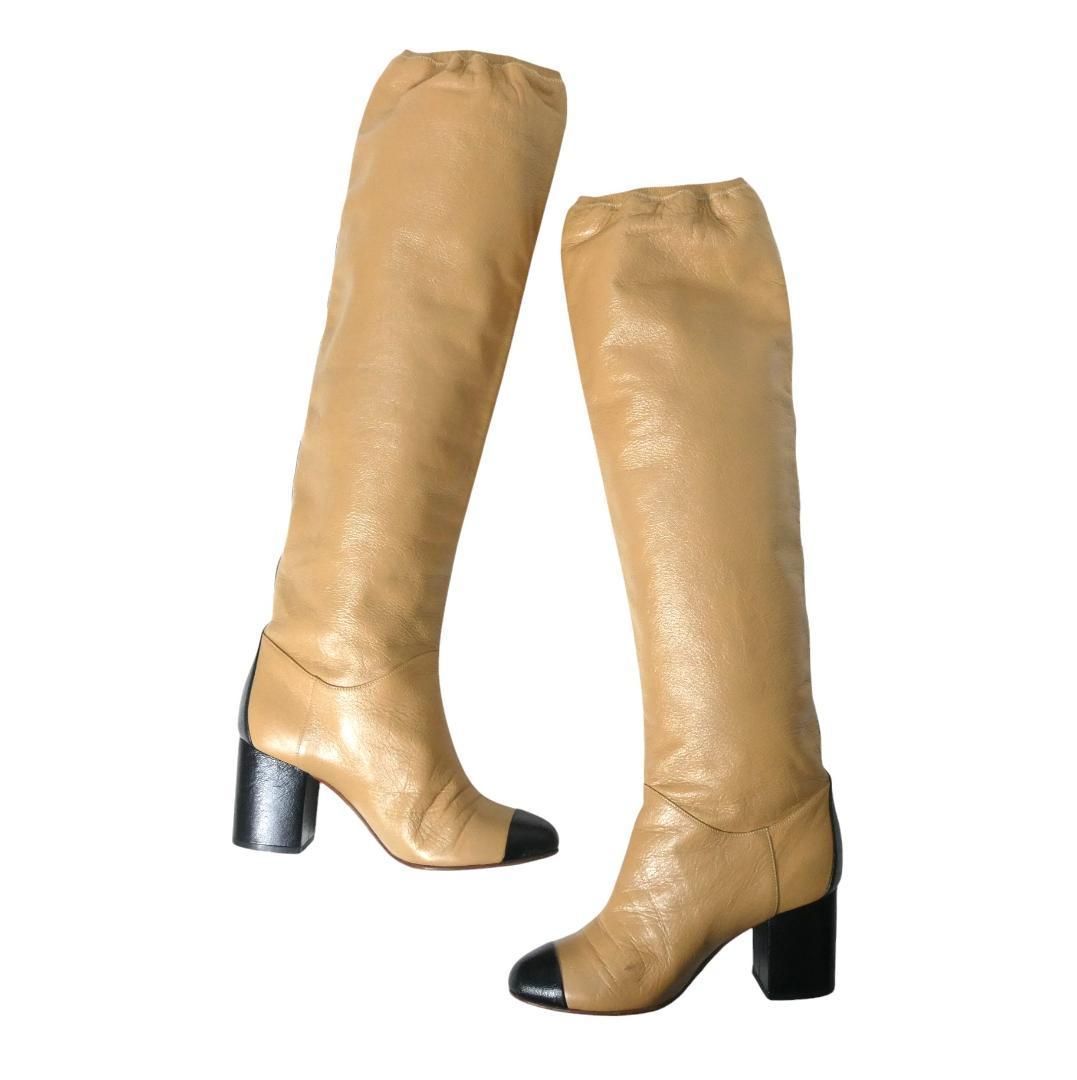 美品 CHANEL シャネル サイズ35C 約22㎝ ココマーク レザー ニーハイ