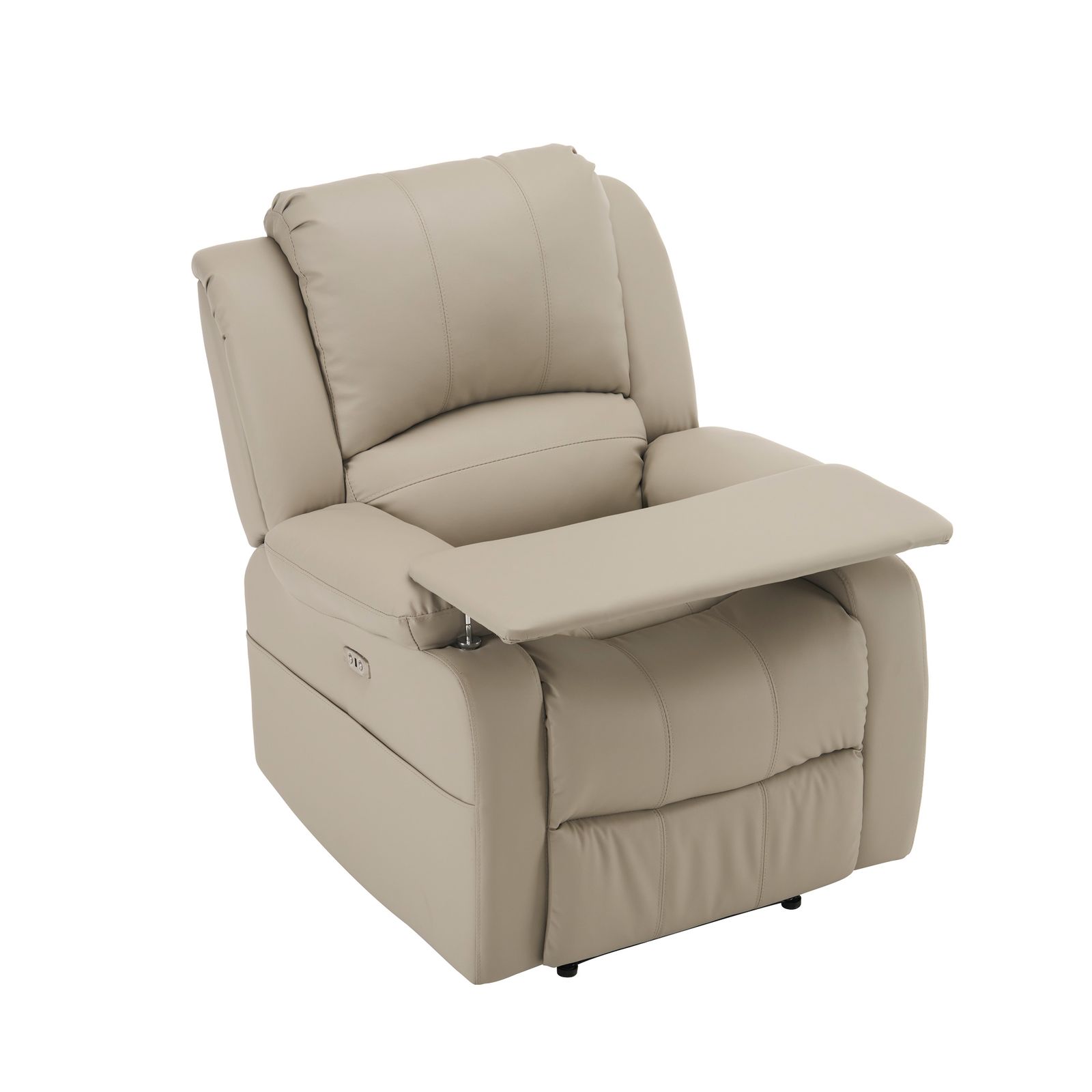 リクライニングチェア テーブル付き 1人掛け 電動 オットマン一体型 パーソナルチェアー 耐圧分散 アッシュグレー