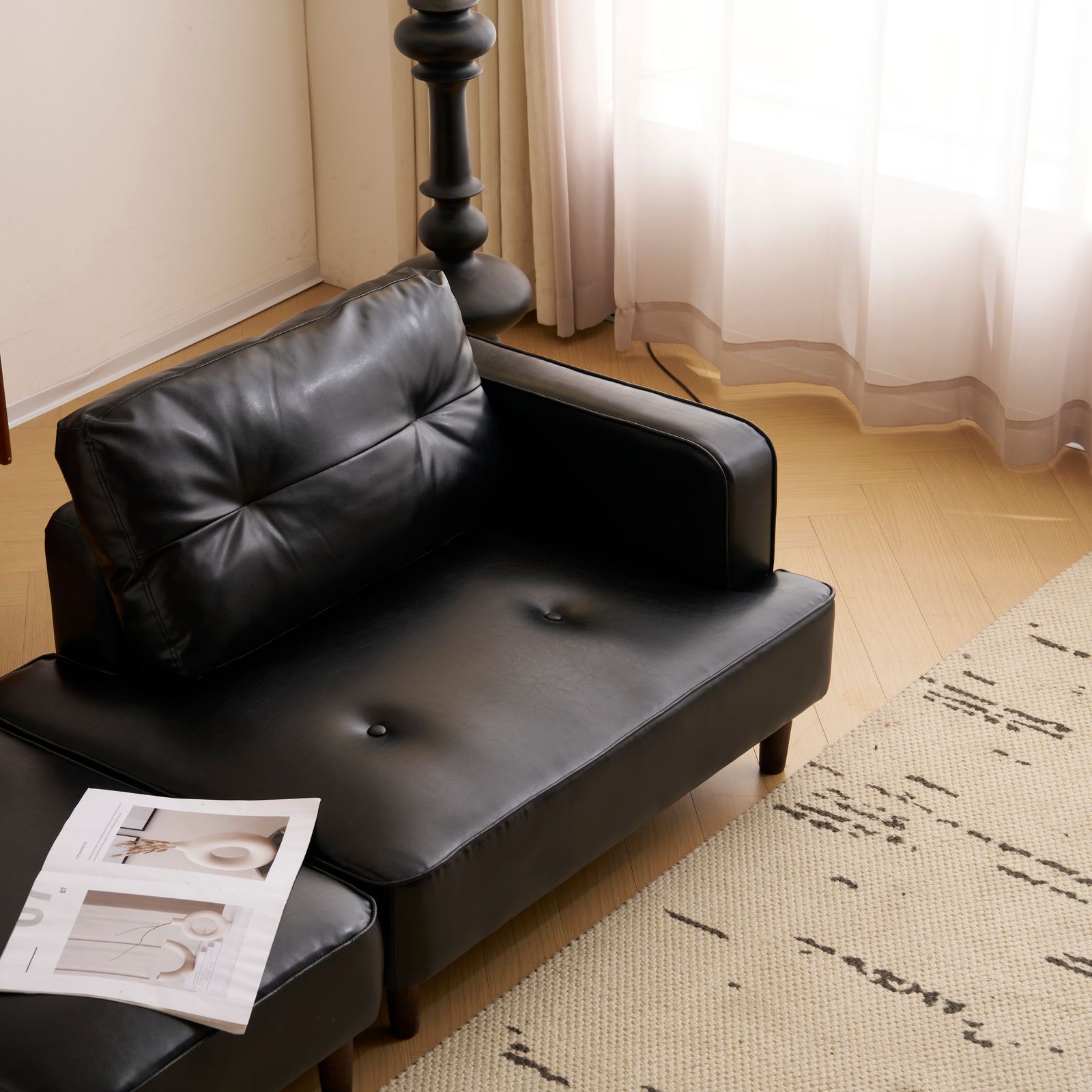  2 3人掛けソファ Ｌ字ソファ 組み合わせ ソファ 多機能ソファベッド PUレザー カウチ 自由レイアウト ダイニングソファー オットマン コーナーソファー おしゃれ カウチソファ 5WAY 左右に使える ブラック スエード無地 2人掛け 3人掛けソファ ソファ ソファベッド