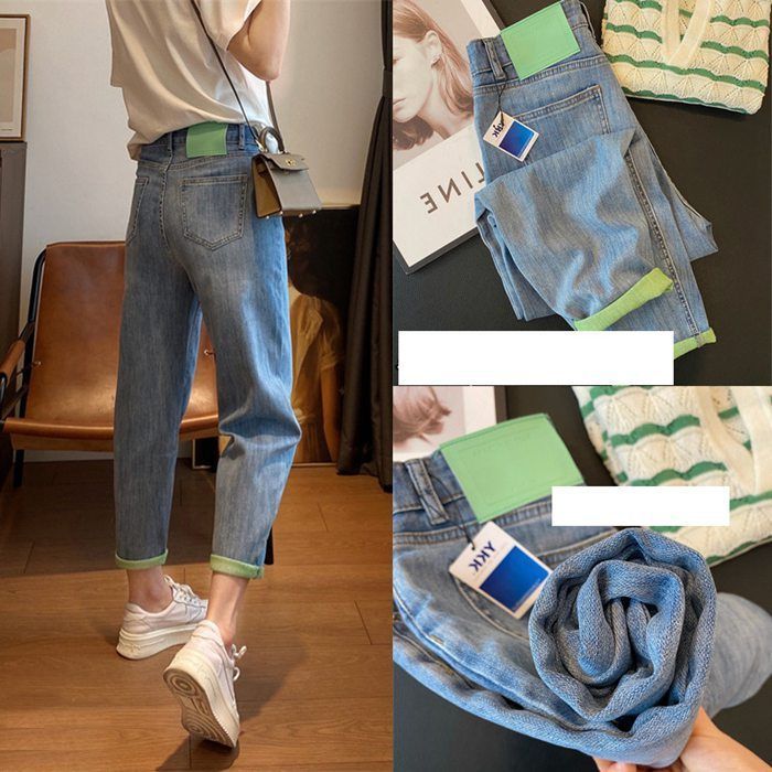  テーパードパンツ レディース ♥デニムパンツ ジーンズ ジーパン切り替え ロールアップ サルエルデニム 体型カバー ボトムス ハイウエスト ズボン 大きいサイズ 韓国ファッション menglai 01 その他 デニム ジーンズ