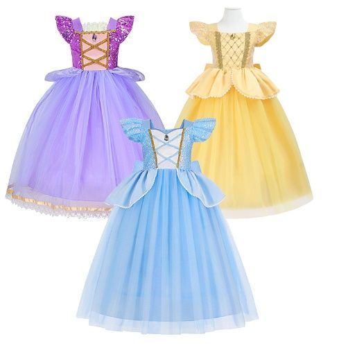 プリンセス ドレス 子供 シンデレラ ラプンツェル ベル ワンピース 衣装 コスチューム キッズ 女の子 なりきり セット xzzhang 343