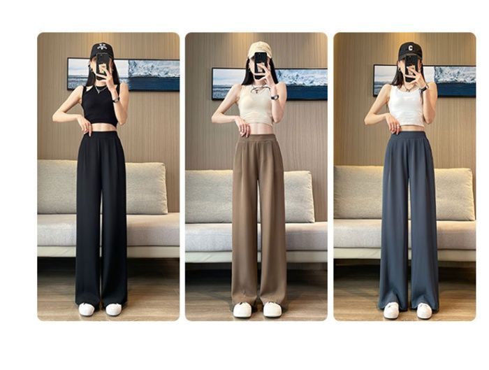 ストレートパンツ レディース スーツパンツ ロング スラックス イージーパンツ 無地ワイドパンツ ウエストゴム ボトムス フォーマル ビジネス オフィス 通勤 カジュアル シンプル 体型カバー 着回し おしゃれ 春 夏 秋 shangmei 02