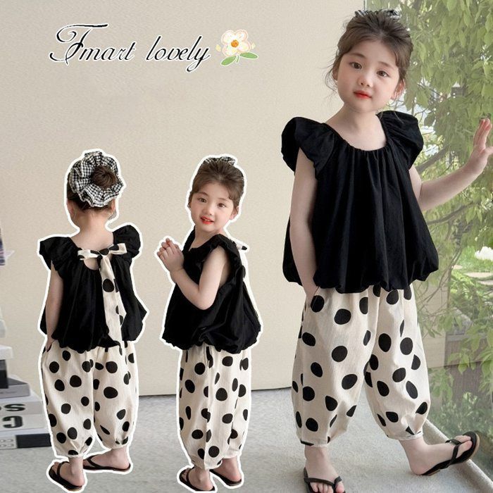 韓国 子供 ドット コーデ セットアップ 女の子 おしゃれ 通園 上下 2点セット 90 140 cm jinrui 20