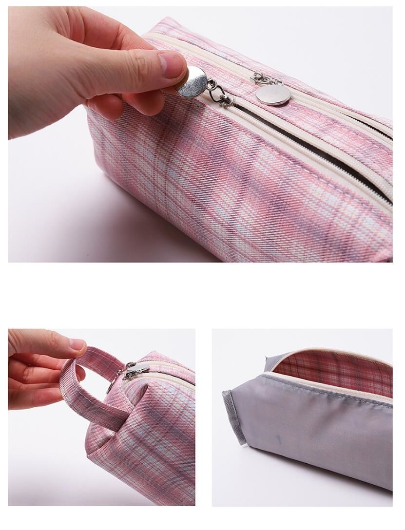  筆箱 ペンケース チェック柄 大容量 おしゃれ 多機能 手提げ かわいい 女子 女の子 高校生 中学生 小学校 レディース ギフト fengxz 127 筆箱 筆記具