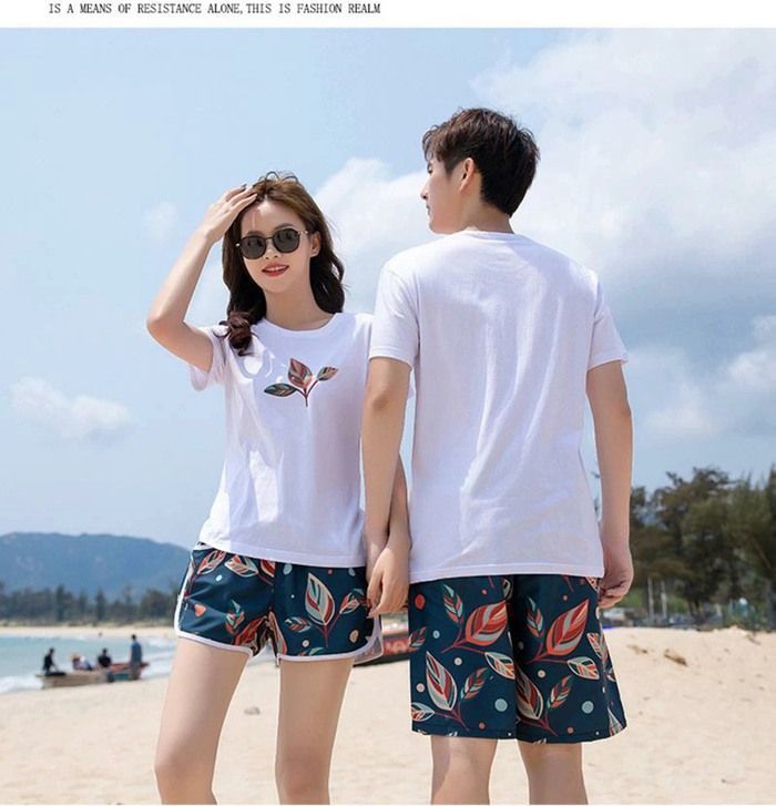  体型カバービーチパンツ ペア カップル サーフパンツ おそろい ビーチパンツ 女子 男子 ペアルック ショートパンツ お揃いペアルック S M L XL 2 3 家族 夫婦 お洒落 可愛 シンプル プールxiaokb 303 水着 水着 ラッシュガード