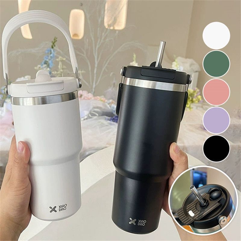ストロー付きタンブラー 持ち運び 大容量 こぼれない 蓋 保冷 保温 水筒 蓋付き 二重構造 真空断熱 セラミックコーティング タンブラー 304ステンレスwujinb 01