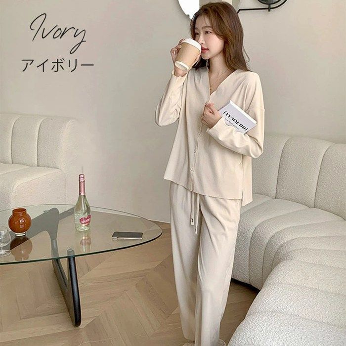  ルームウェア レディース パジャマ 大きいサイズ 長袖 おしゃれ シンプル 秋 冬春 カワイイ かわいい リブ柄 xzzhang 180 ルームウェア ルームウェア パジャマ