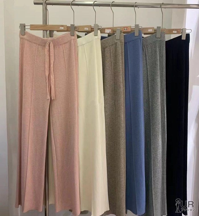 ニットパンツ レディース ワイドパンツ ニット ロングパンツ ボトムス ウエストゴム 女性 優雅 秋冬春 秋 美脚 大人 可愛い きれいめ レディースファッション mrj 302
