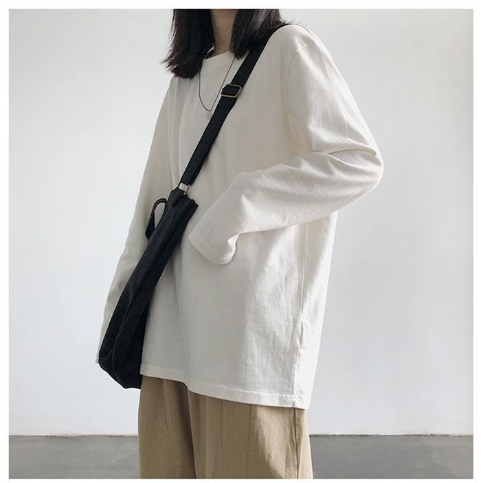 体型カバー Tシャツ ゆったり 長袖 クルーネック レディース 無地ロングTシャツ ロンT 春 春秋 秋 カジュアル ナチュラル 着回し キレイめ きれいめ 大人 オシャレ シンプル pffx 247