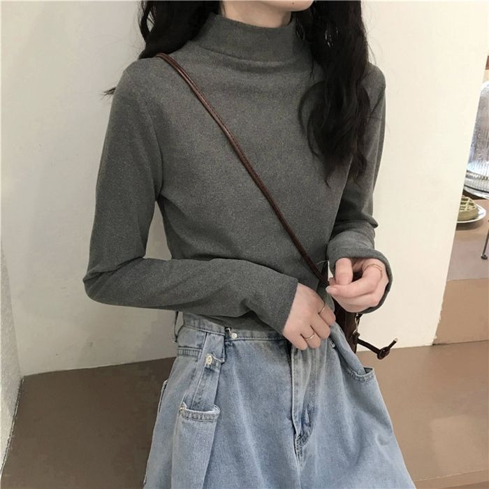 モックネック Tシャツ 長袖 レディース インナーシャツ ロングTシャツ ロンT ハーフハイネック 保温 あったか 秋 春 ゆったり カジュアル ナチュラル 着回し pffx 231