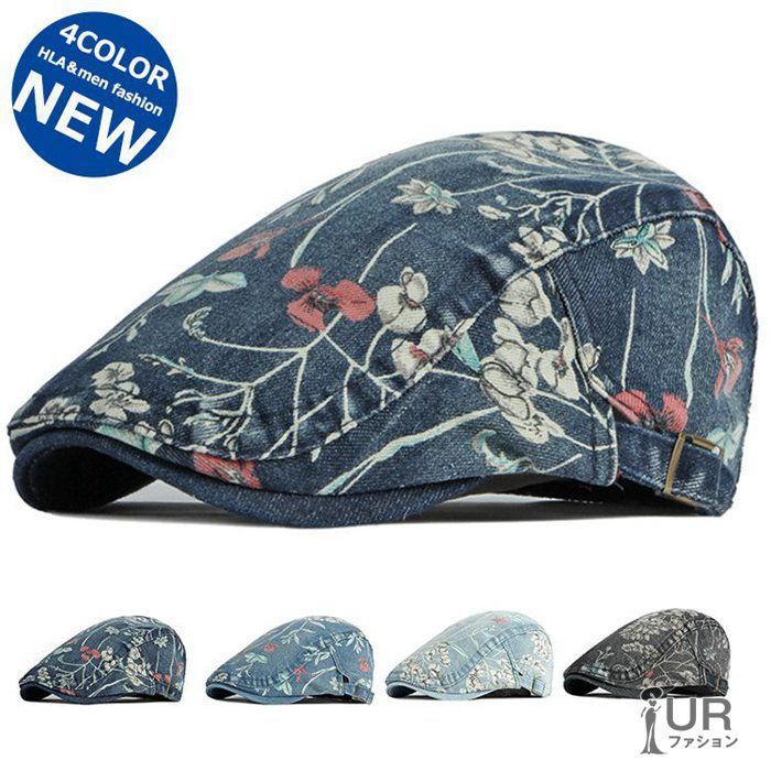 ハンチング 帽子 メンズ レディース 花柄 デニム ハンチング帽 キャップ カジュアル おしゃれ zyqxz 02
