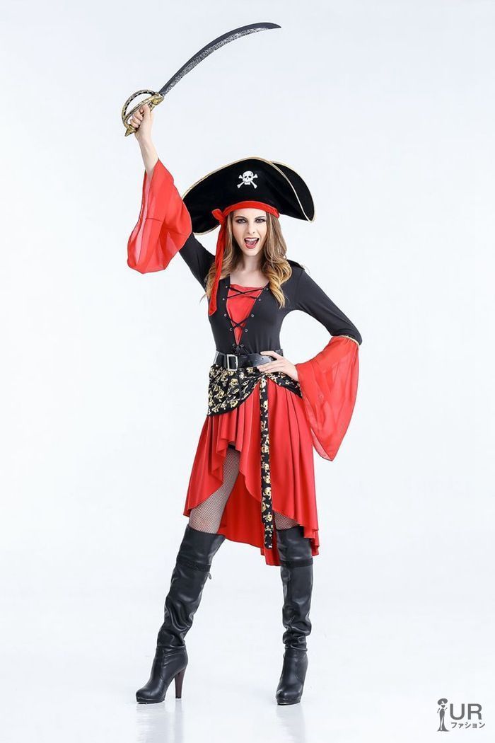 仮装 海賊 パイレーツ コスチューム衣装 大人 レディース コスプレ衣装 ドレス ハロウィーン コスプレ 女海賊 船長 帽子 なりきり コス セット 女性 大人用 yousi 01