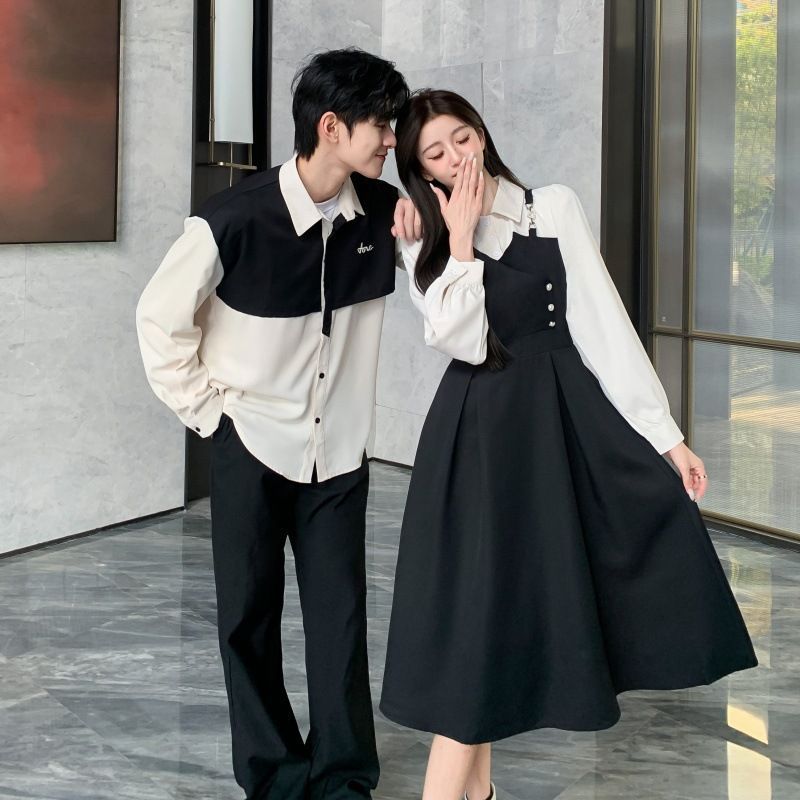 お揃い カップル 夫婦 ワンピース レディース シャツ メンズ トップス ペアルック 春 秋 プルオーバー 長袖 おしゃれ 可愛い カジュアル プレゼント ギフト ファッション shangyazi 04