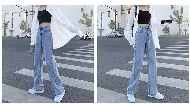 デニムパンツ レディース ワイドパンツ ジーパン ジーンズ ワイドルック ゆったり ロングパンツ ハイウエスト カジュアル ボトムス 韓国 ファッション yangyang 011