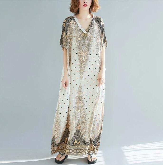 ワンピース 夏 リゾートワンピース レディース ロングワンピース 総柄 大きいサイズ マキシ丈ワンピース Vネック ロング丈