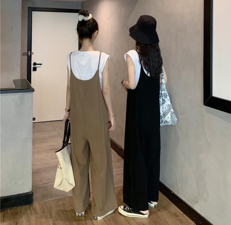  サロペット オールインワン レディース オーバーオール 綿麻 無地ロング丈 マキシ丈 薄手 ガウチョパンツ ワイドパンツ 春夏秋 オシャレ chaoliu 146 カジュアルパンツ パンツ