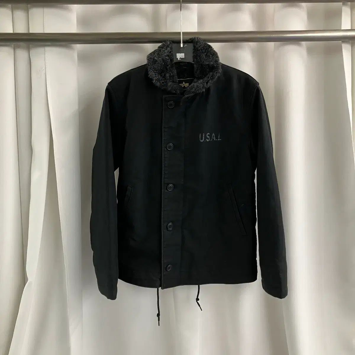 アルファ インダストリーズ ブラック ファー N 1 デッキジャケット M