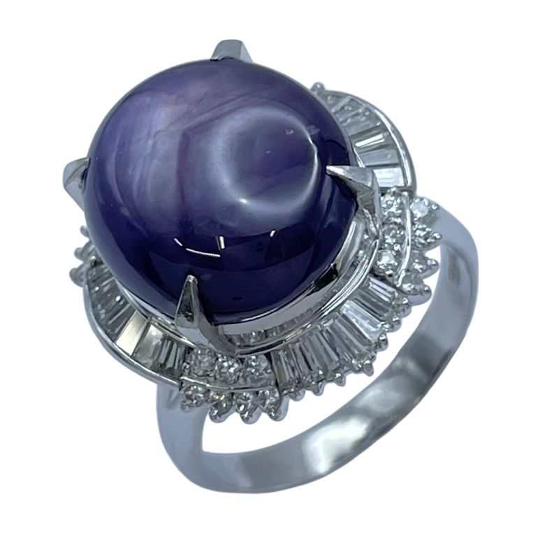 バイオレットスターサファイアリング プラチナ Pt 900 ジュエリー