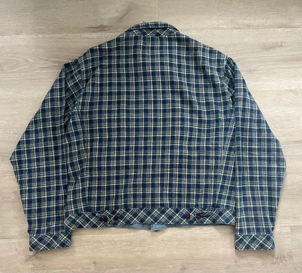 RRL ダブルアールエル インディゴ CHECKED リネン ジャケット XL ストリート系 テーラードジャケット 