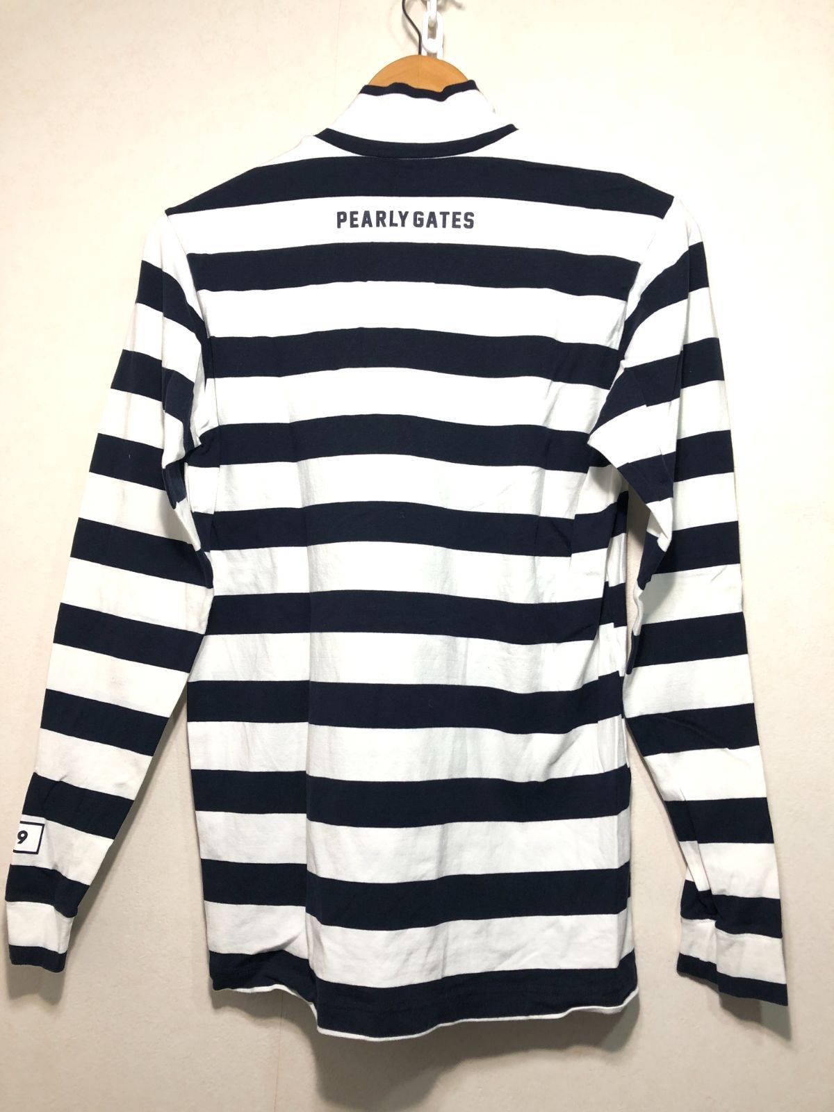 PEARLY GATES 【美品】【ボーダー】長袖 011020 PEARLY GATES 長袖 ボーダー モックネック カットソー 5 ロンT