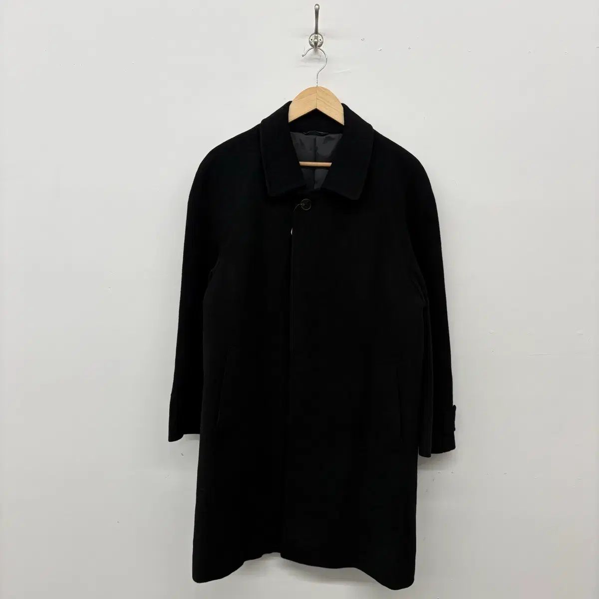 ブラック メンズ カシミア コート メンズM