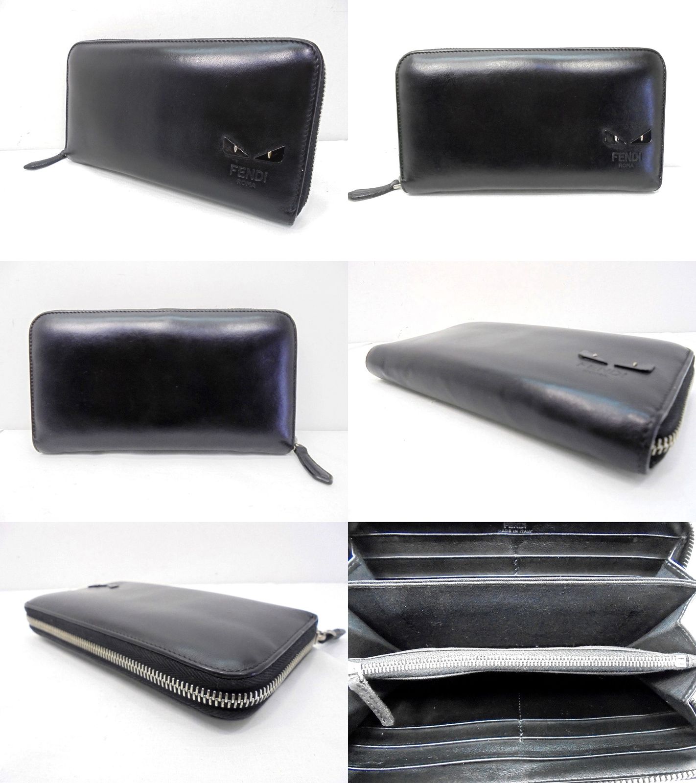 26g-002x【】FENDI ﾌｪﾝﾃﾞｨ ﾊﾞｯｸﾞﾊﾞｸﾞｽﾞ ﾓﾝｽﾀｰ ﾊﾞｸﾞｽﾞｱｲ ﾗｳﾝﾄﾞﾌｧｽﾅｰ 長 