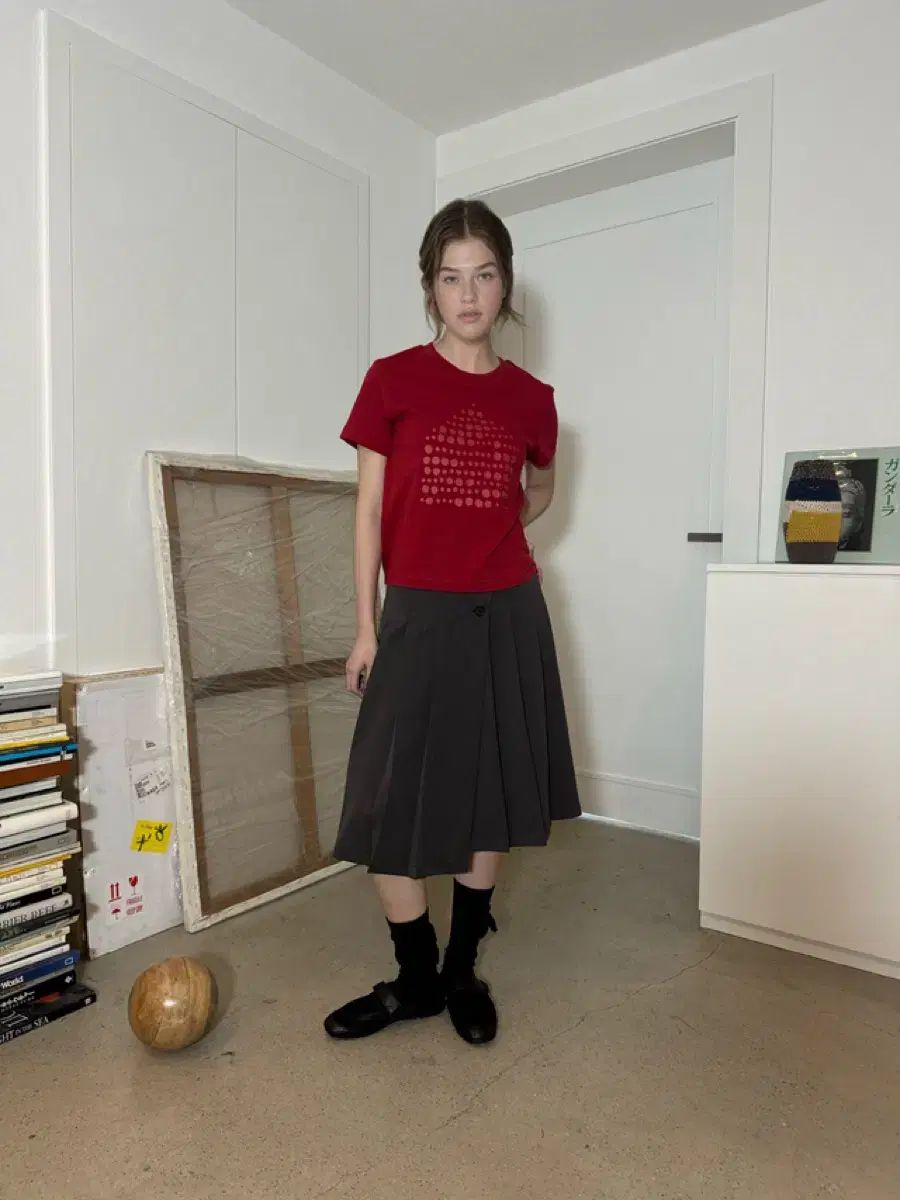 ムン スア ボタンラップスカート グレー suah button wrap skirt