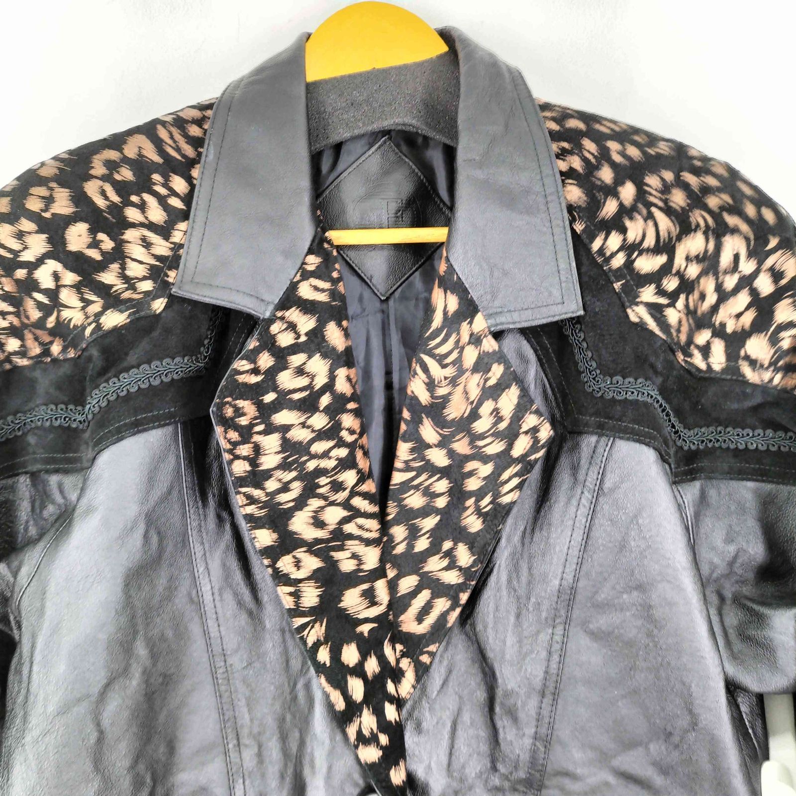 ユーズドフルギ USED古着 切替デザインレザーロングコート レディース