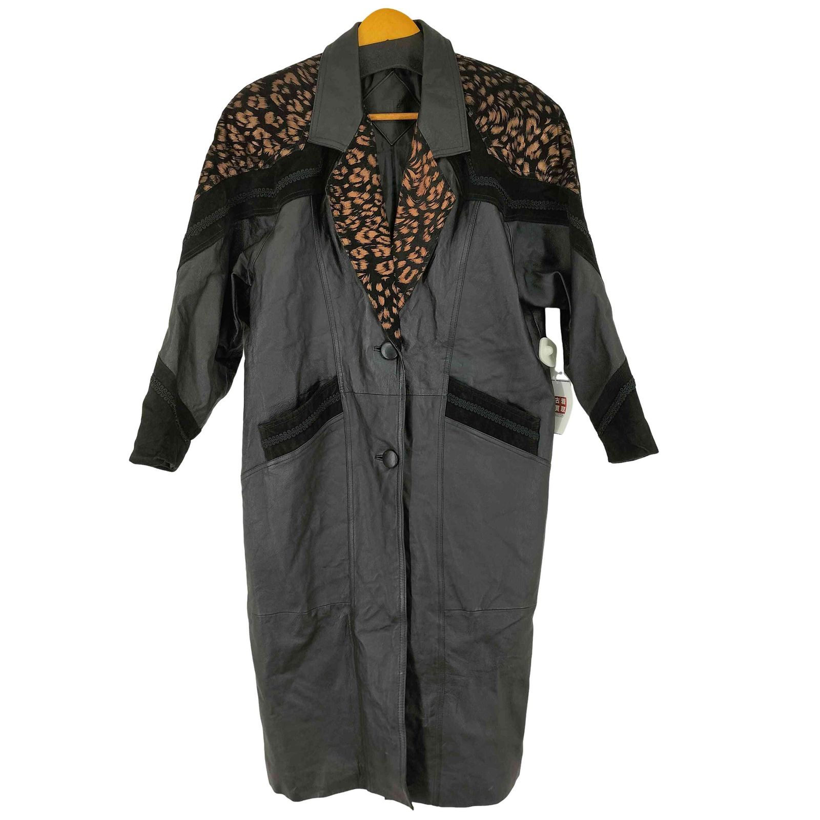 ユーズドフルギ USED古着 切替デザインレザーロングコート レディース