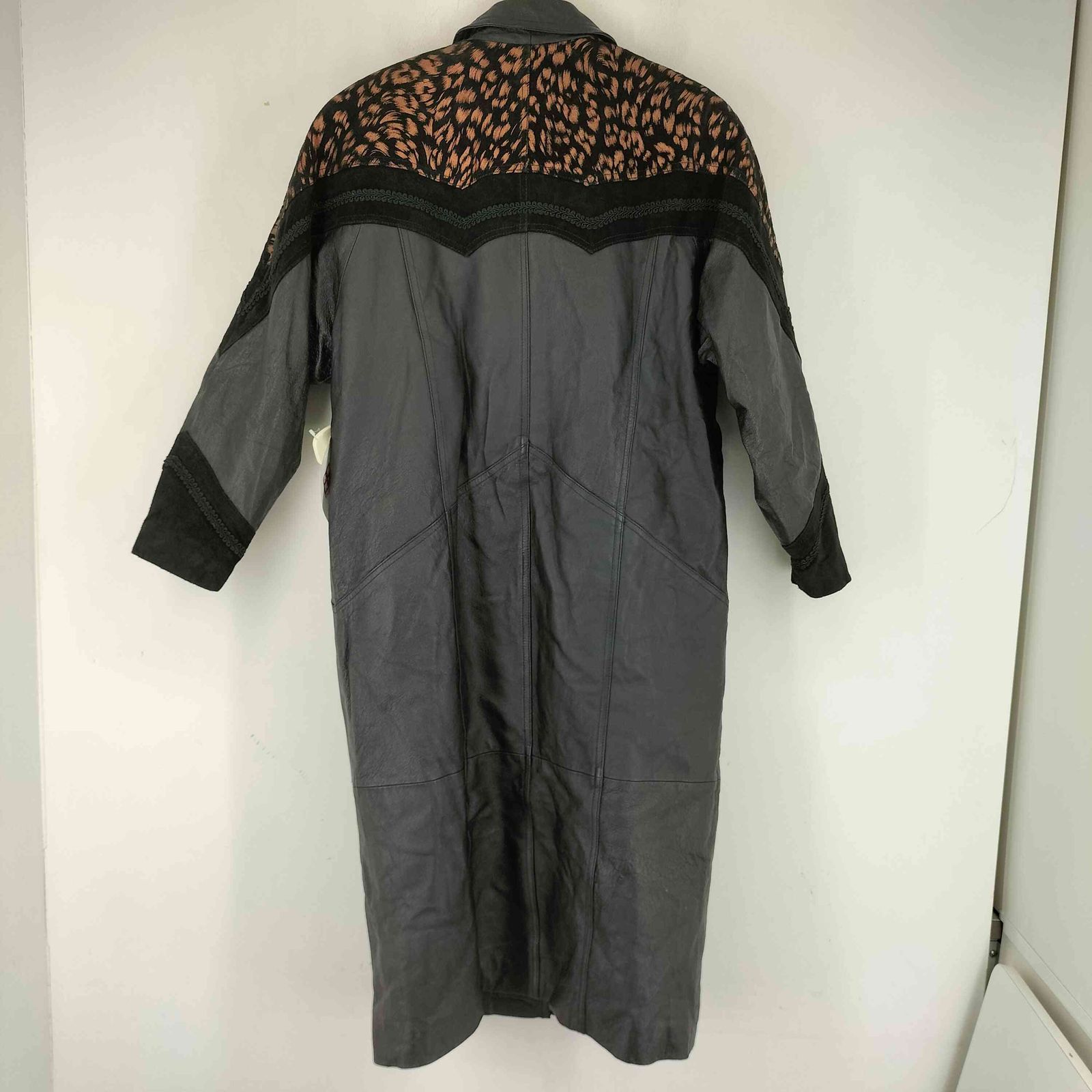 ユーズドフルギ USED古着 切替デザインレザーロングコート レディース