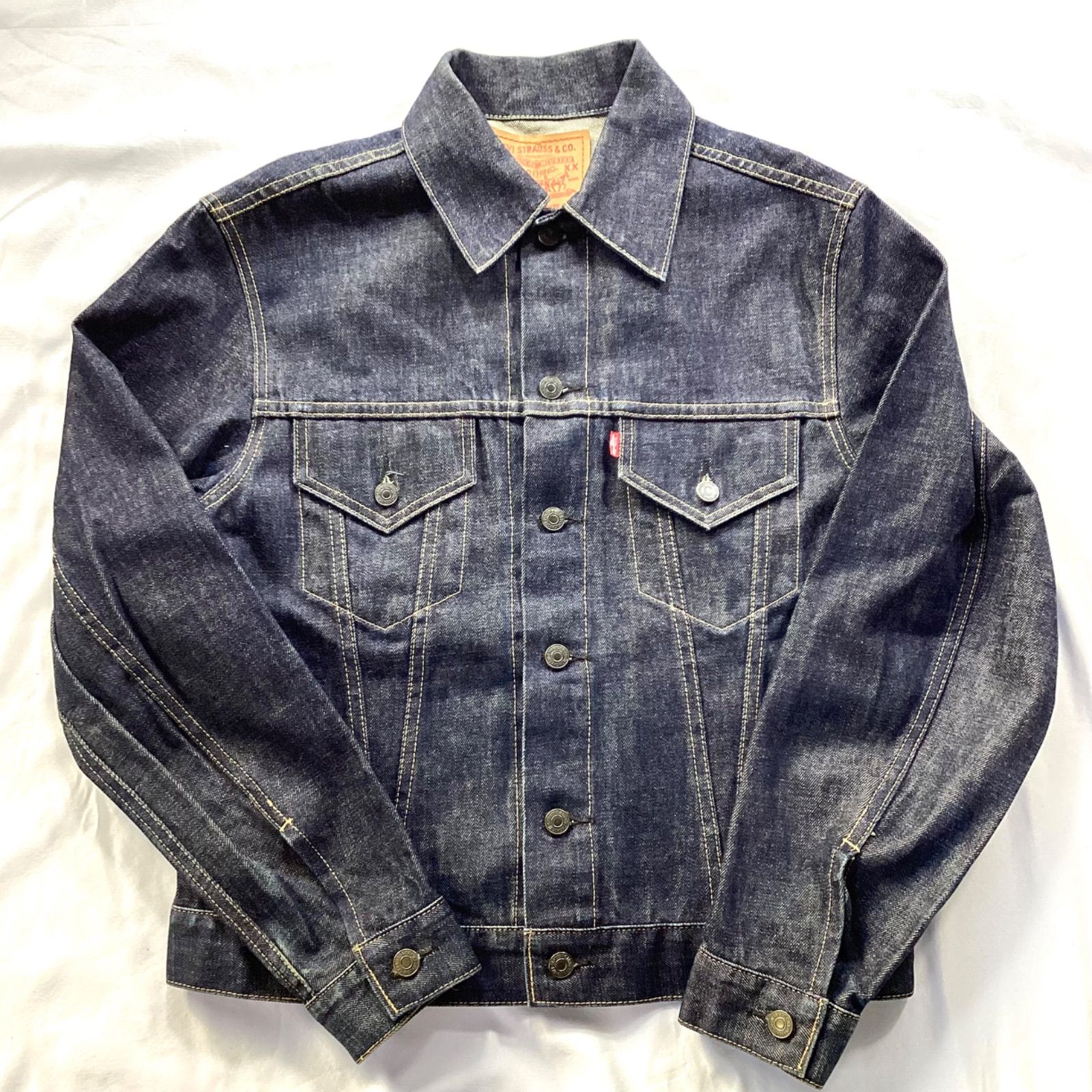 【美品】リーバイス　ジージャン　3rd復刻　90s　真っ紺　香港製　40　L相当 Levi's リーバイス デニムジャケット Gジャン 557XX 90s 復刻 3rd 濃紺