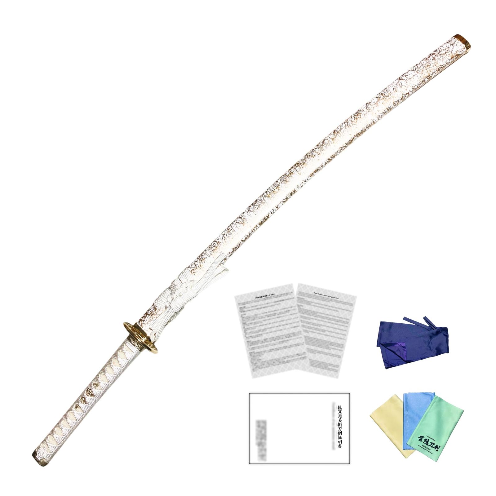 葉隠刀剣 模造刀 雲シリーズ 白金雲 大刀 関市職人製 日本製 刀袋 刀拭き用クロス 模造刀証明書 刀剣類取扱説明書付き