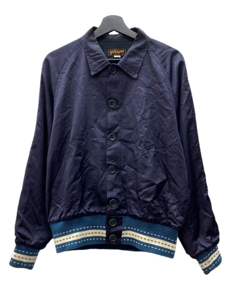 トロフィークロージング TROPHY COTTON JACKET コットン ジャケット ボタン シャツ 薄手 アウター 紺 サイズ 38 M 総柄 ネイビー 104 MT 2489