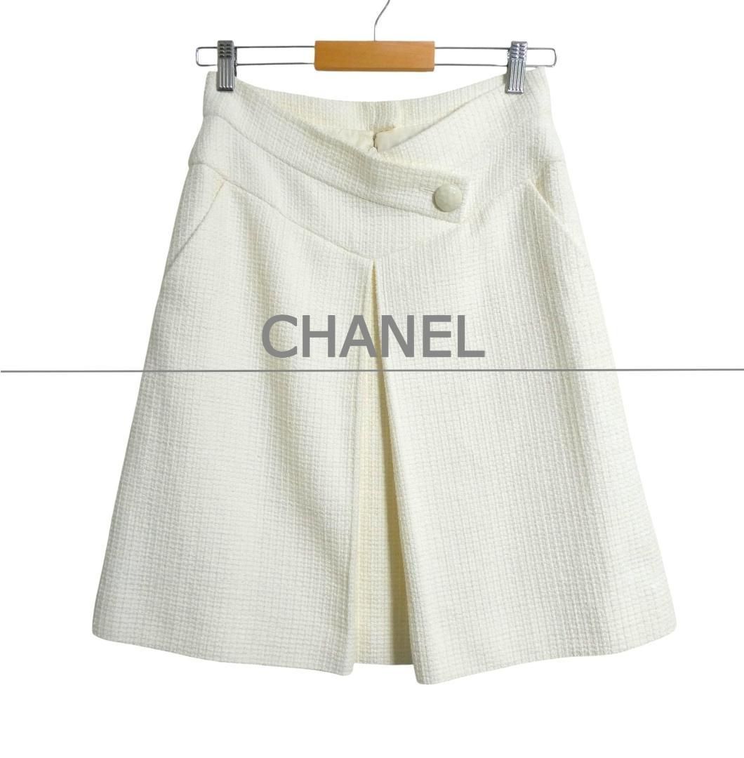 美品 CHANEL シャネル サイズ38 ココマーク ツイード コットン