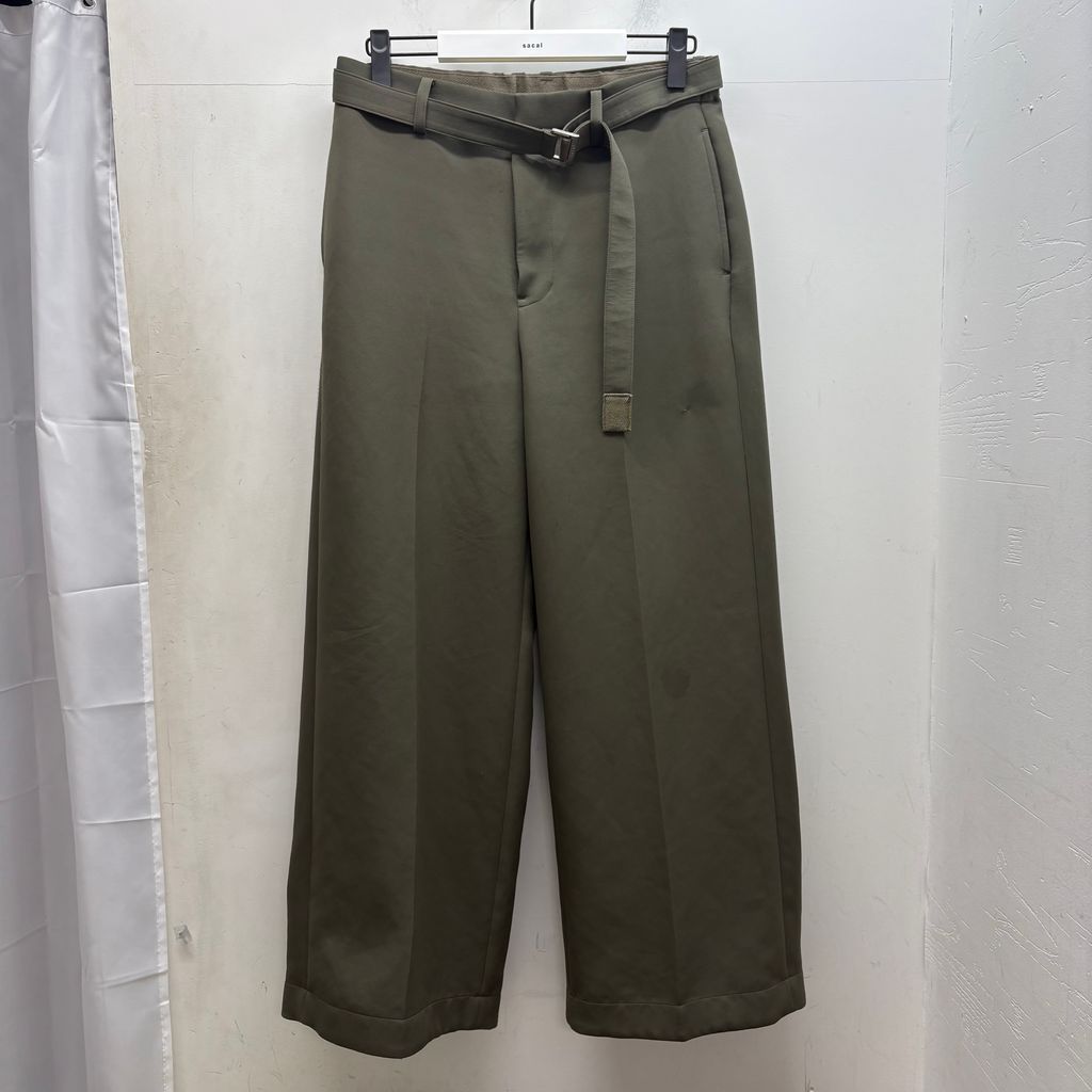 sacai サカイ 25 SS Matelasse Twill Pants ベルテッドパンツ 03639 M カーキ size 2 中目黒A 12