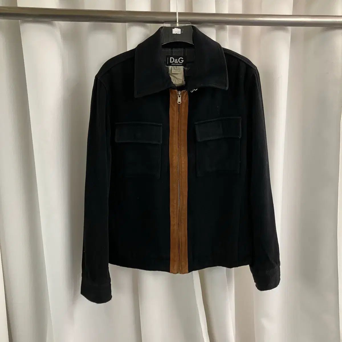 ドルチェ＆ガッバーナ ブラック スウェード バイカラー ジップアップ