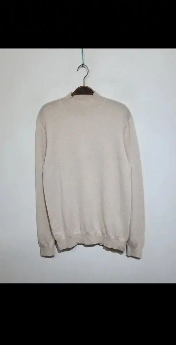 L モックネック カシミアニット 無地 ハイネックセーター