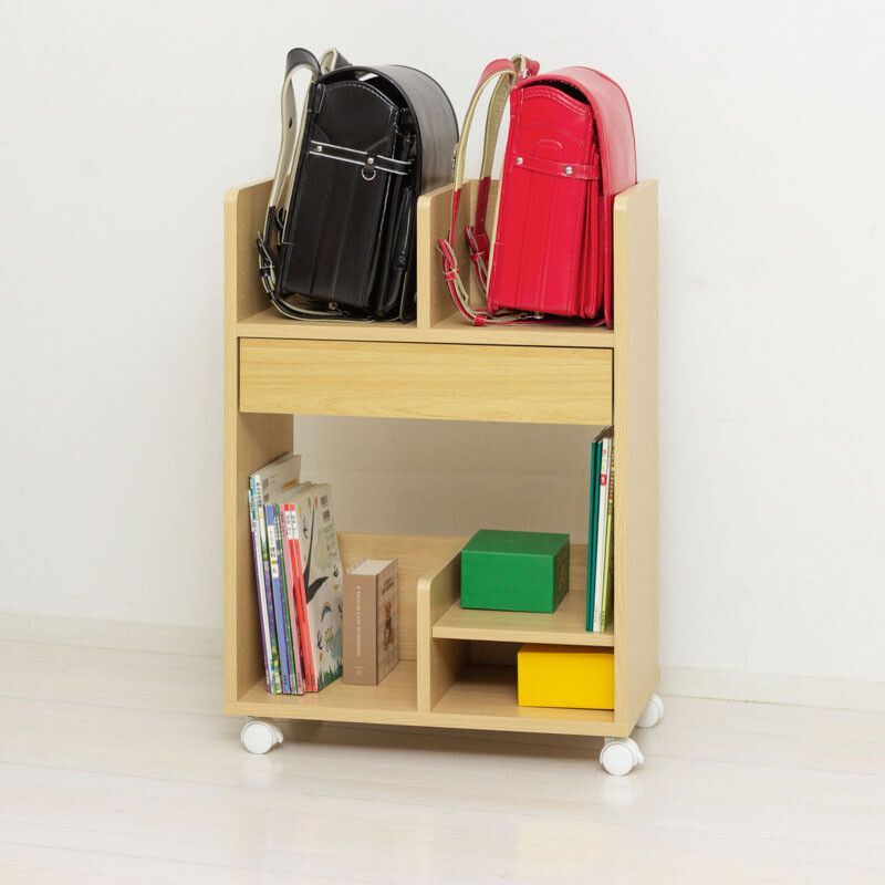 ランドセルラック ラック 収納 本棚 引き出し付き キャスター付き 子供 リビング 教科書 整理棚 コンパクト ナチュラル ブラウン新一年生 入学準備 入園準備 シンプル リビング収納