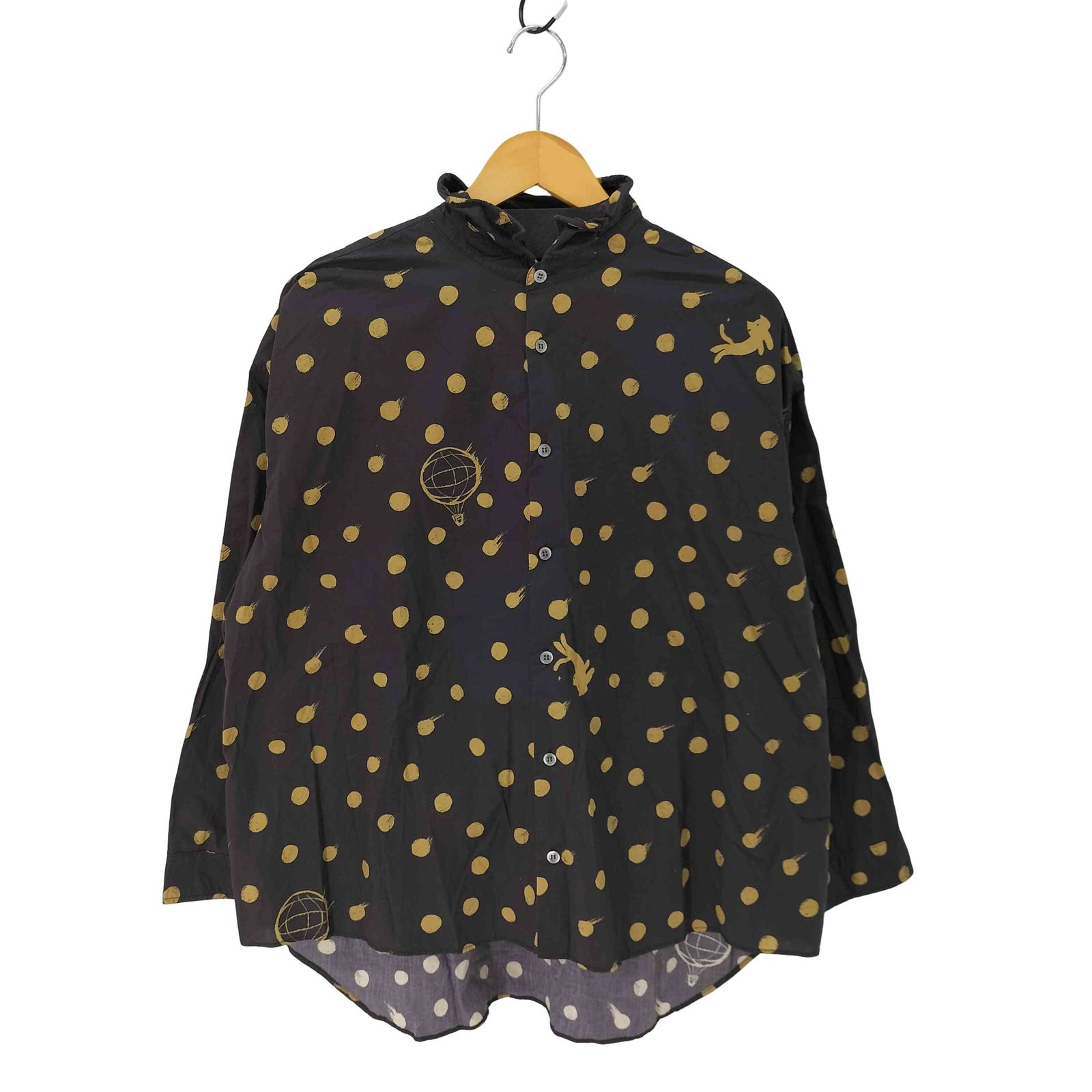 ツモリチサト TSUMORI CHISATO 総柄 猫 ドット ブラウス レディース 