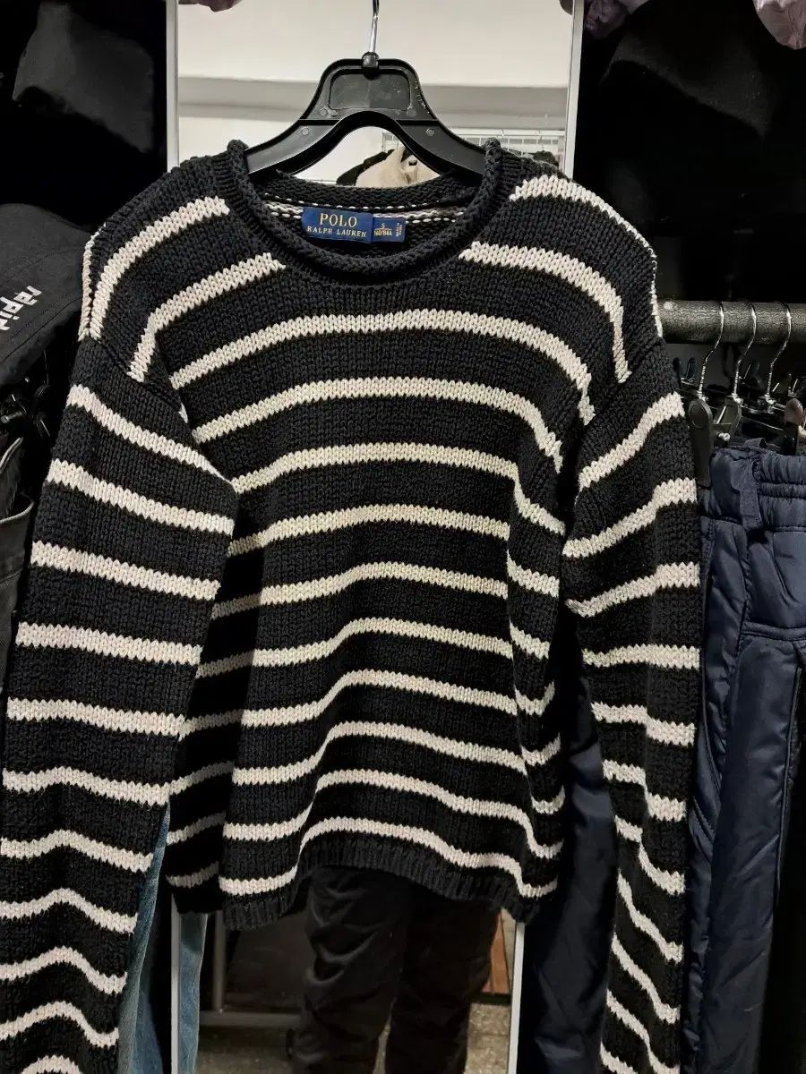 ポロラルフローレン ストライプニット ブラック