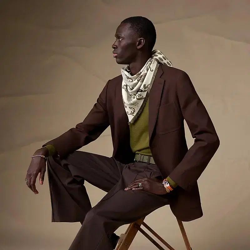 エルメス On Air フリンジ メンズ スカーフ 65 02