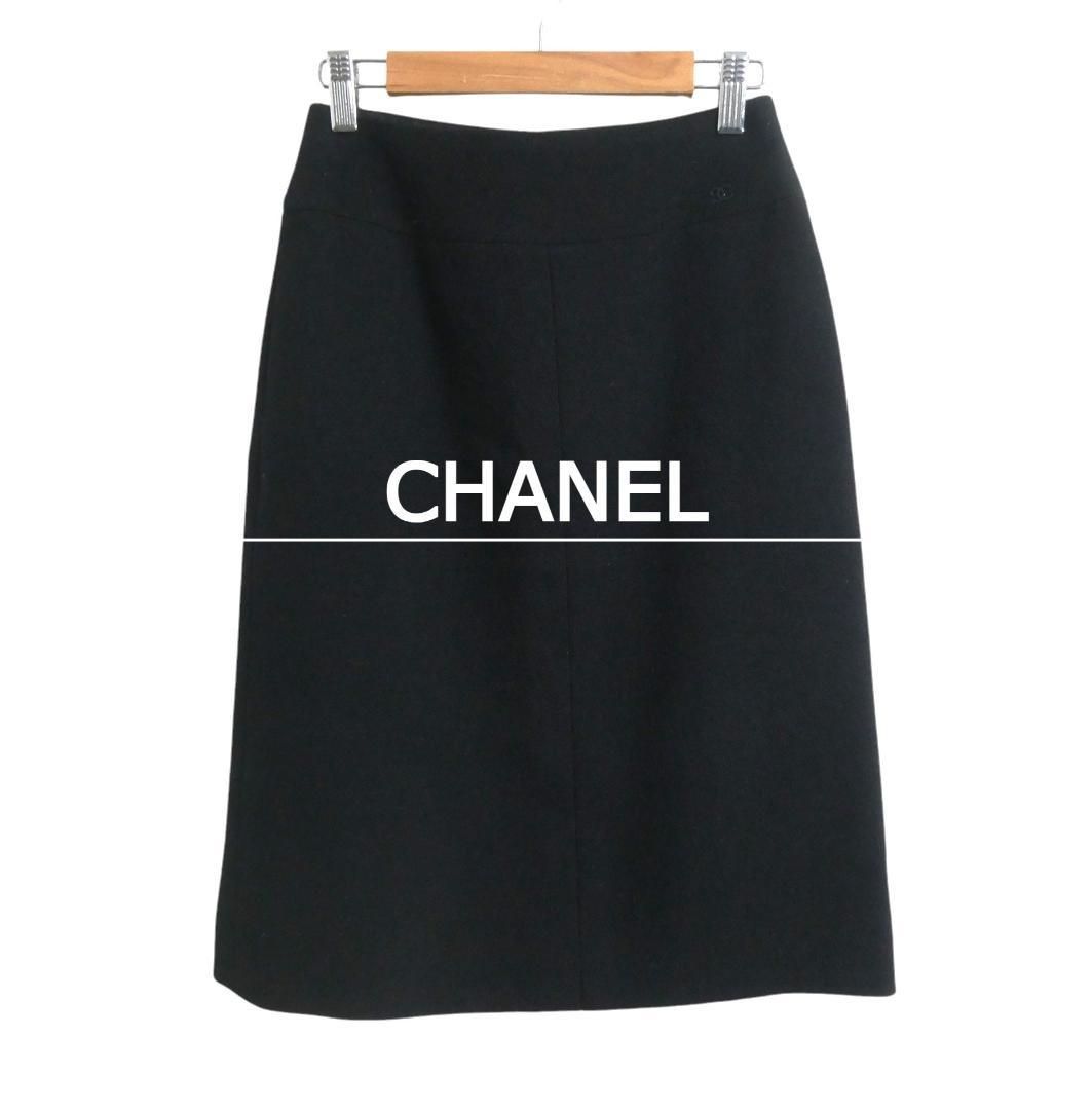 極美品 CHANEL シャネル サイズ36 ココマーク ウール 膝丈 タイト