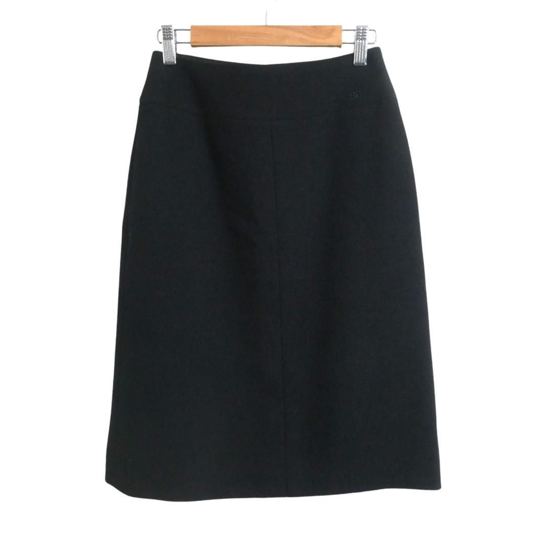 極美品 CHANEL シャネル サイズ36 ココマーク ウール 膝丈 タイト