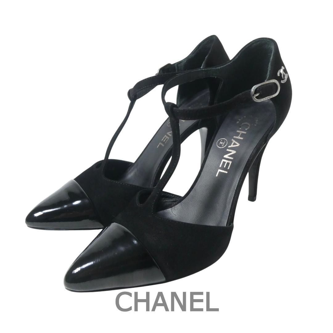 美品 CHANEL シャネル 37C 約23.5〜24㎝ ココマーク スエード×エナメル