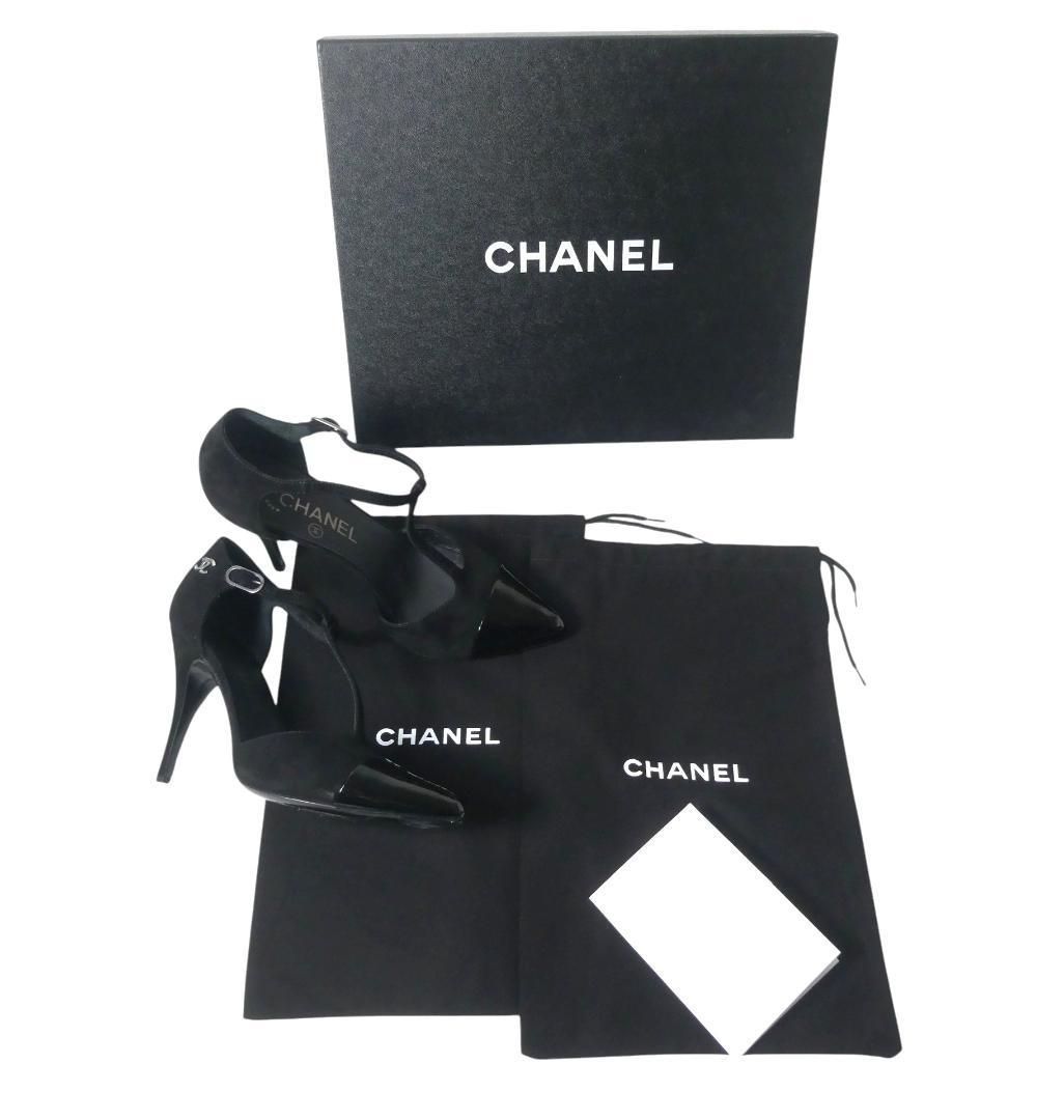 美品 CHANEL シャネル 37C 約23.5〜24㎝ ココマーク スエード×エナメル