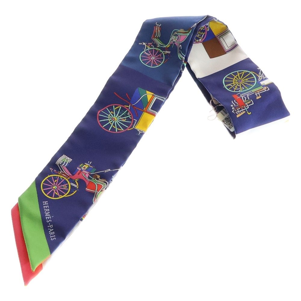 HERMES (エルメス) ツイリー VOITURES EXQUISES 精巧な馬車 ブルー