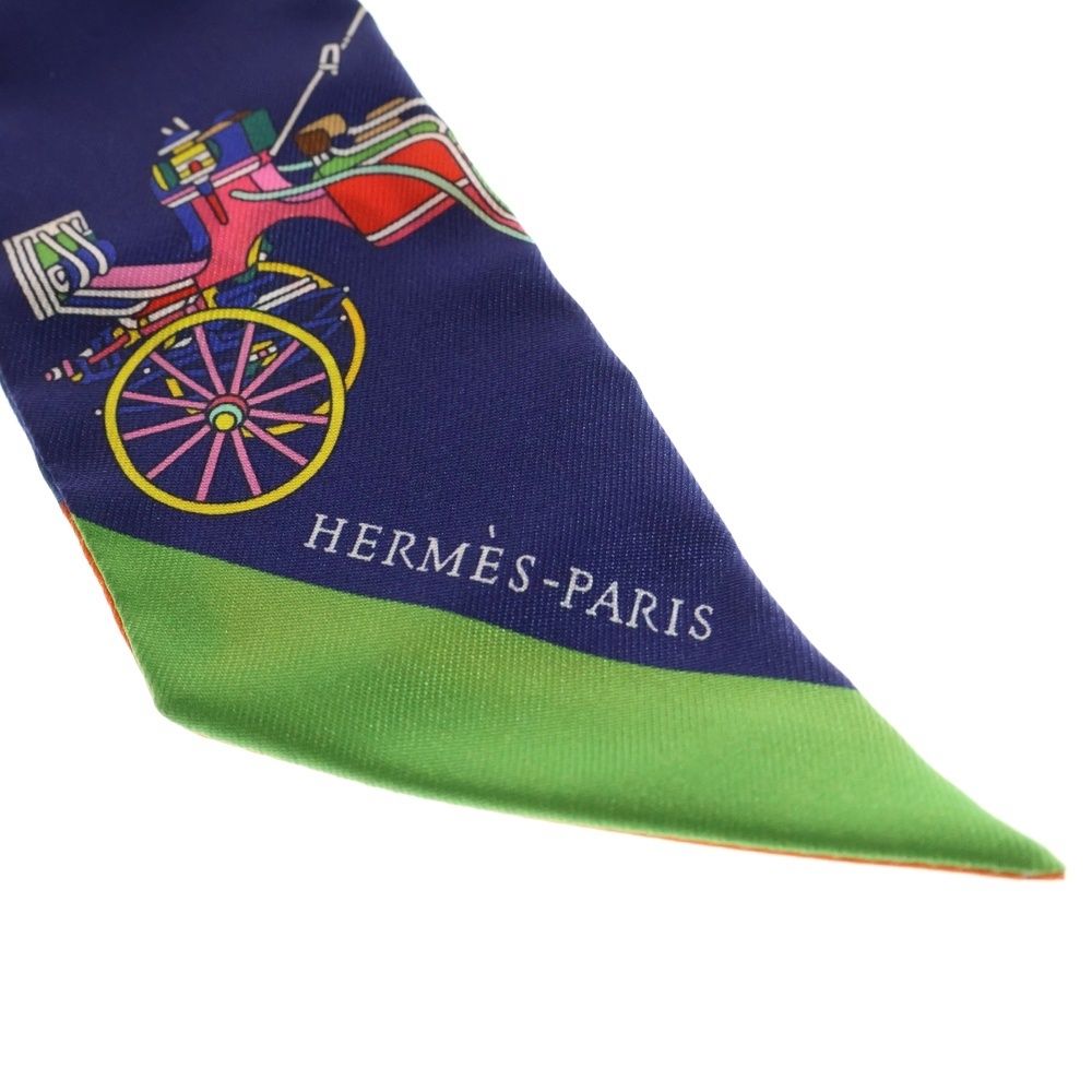 HERMES (エルメス) ツイリー VOITURES EXQUISES 精巧な馬車 ブルー