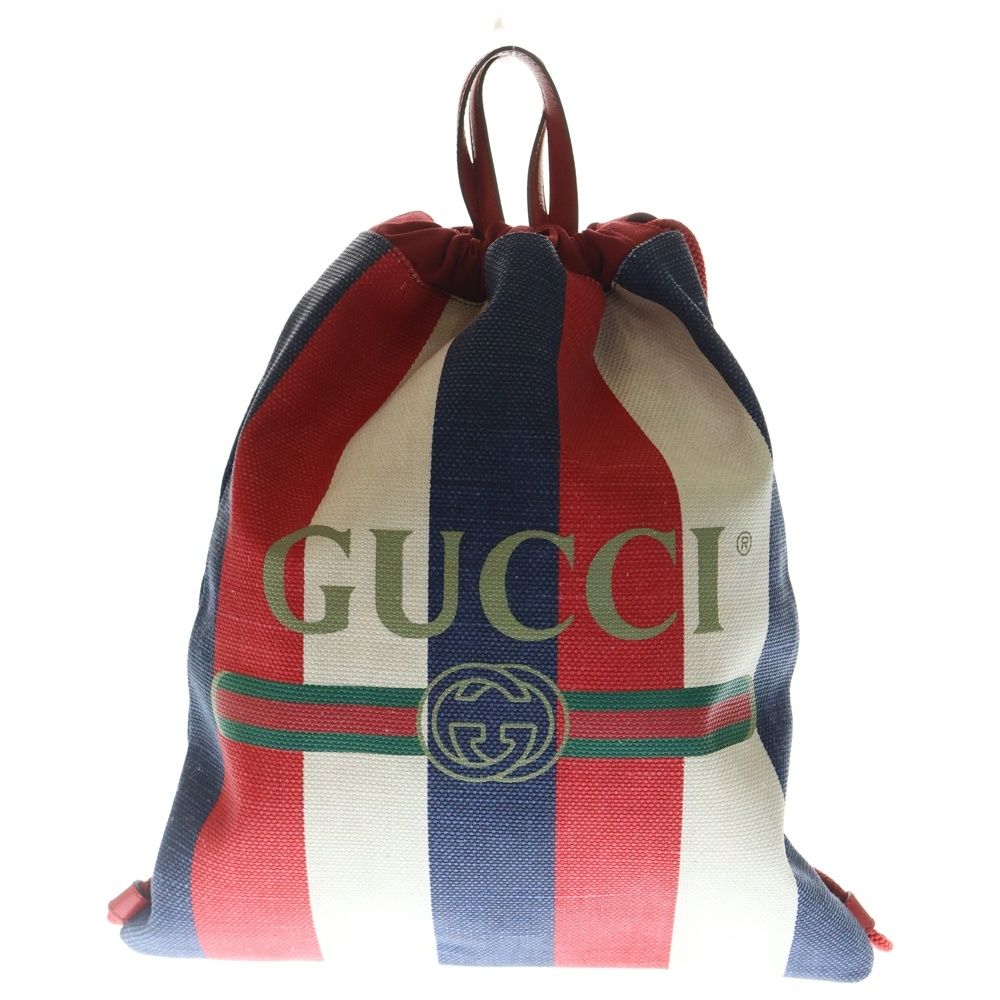 GUCCI (グッチ) ヴィンテージ ロゴプリント トリコロール ドロー